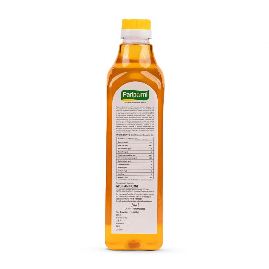 PARIPURNI Cold Pressed White Sesame Gingelly Oil 1L 
