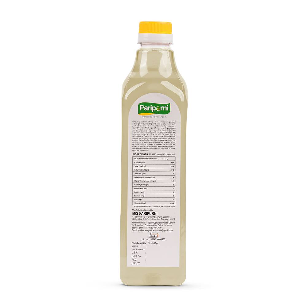 PARIPURNI Cold Pressed Coconut Oil - 1 Litre 
