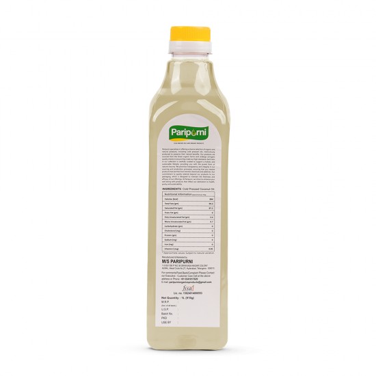 PARIPURNI Cold Pressed Coconut Oil - 1 Litre 